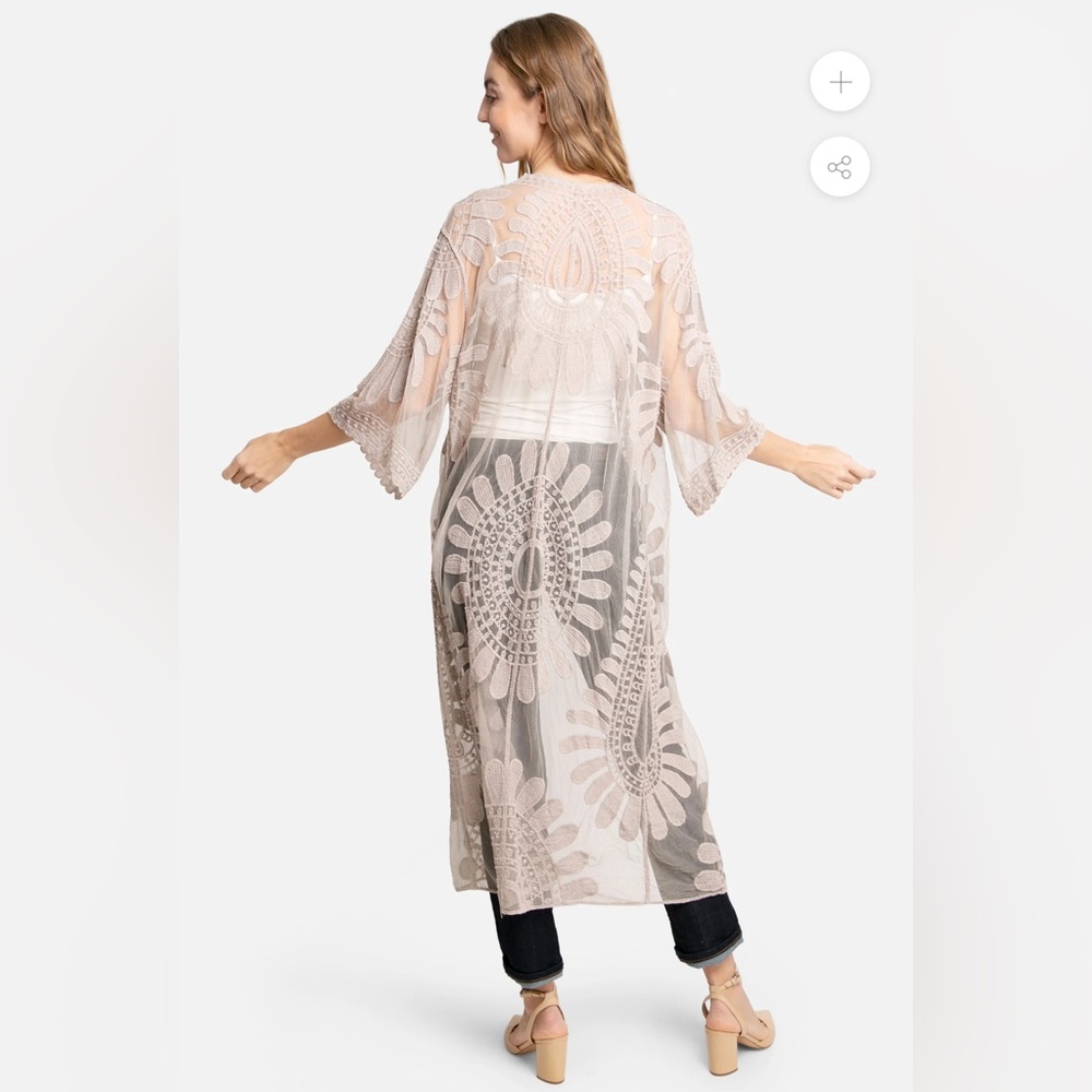 Rebellion Again Nude/Brown Long Lace Kimono Duster – Size M - Picture 2 of 9